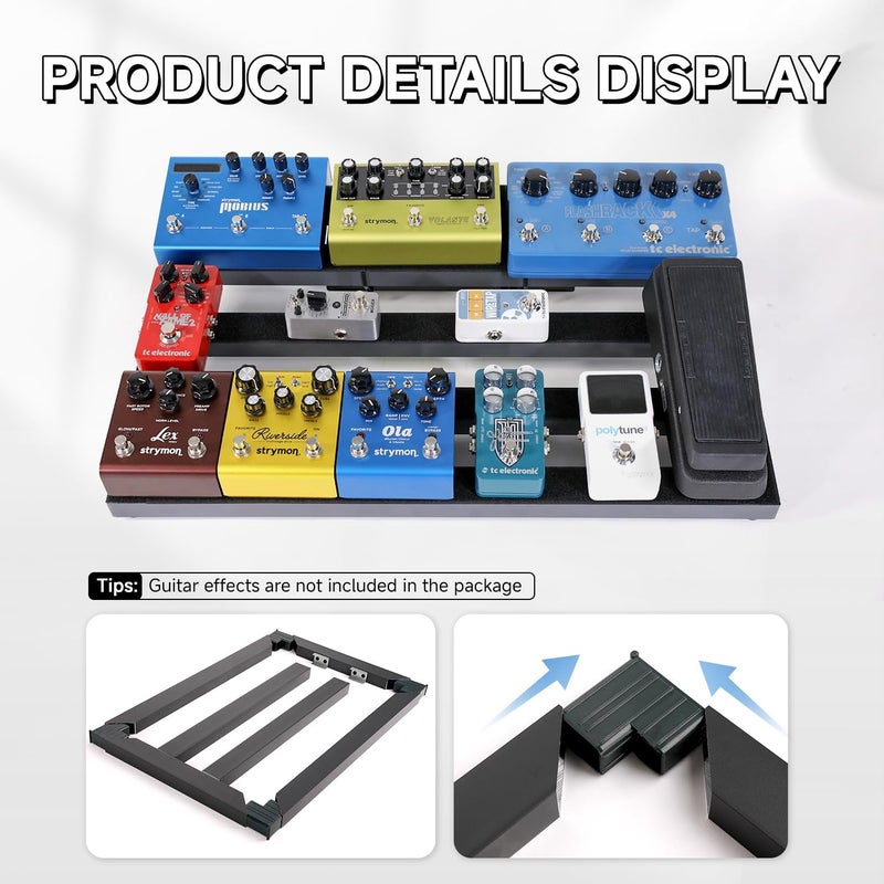 GHOSTFIRE Ghost Fire Large Guitar Pedal Board Aluminum Alloy Super light Effect Pedalboard with Carry Bag,SPL-06 (24.4''x15.7'') - Image 4