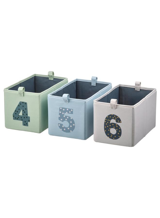 erorex Box, set of 3, green blue/beige, 17x27x17 cm - Image 2
