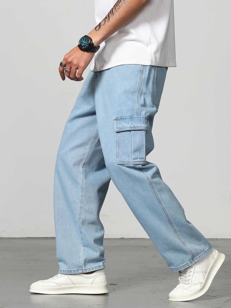 JVX Men Jeans || CargoJeans for Men || CARGOJEANS || Jeans for Man (NJJ-07) (in, Numeric, 30, Sky) - Image 3