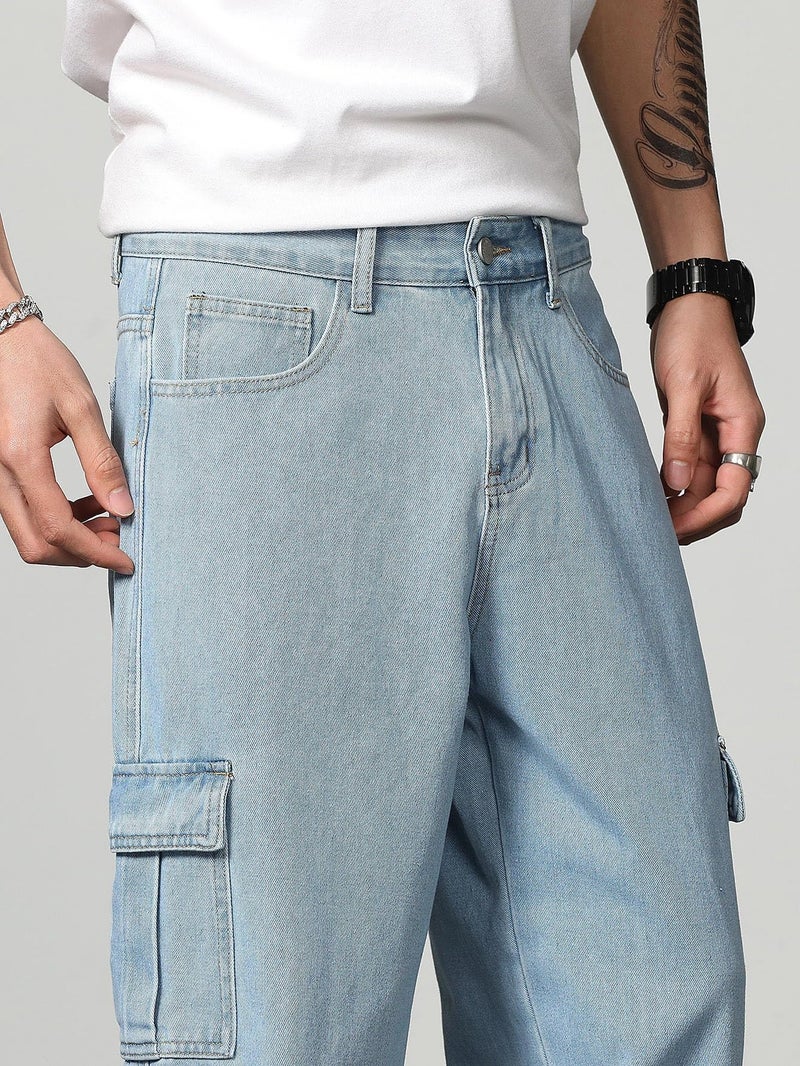 JVX Men Jeans || CargoJeans for Men || CARGOJEANS || Jeans for Man (NJJ-07) (in, Numeric, 30, Sky) - Image 4