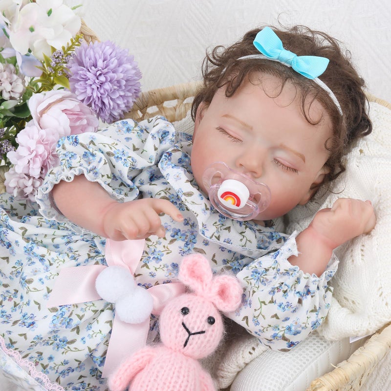 KSBD Lifelike Reborn Baby Dolls Girl20 inch Realistic Sleeping Newborn Girl with Weighted Soft BodyChristmas Birthday Gift with Accessories for Kids Age 3 - Image 3