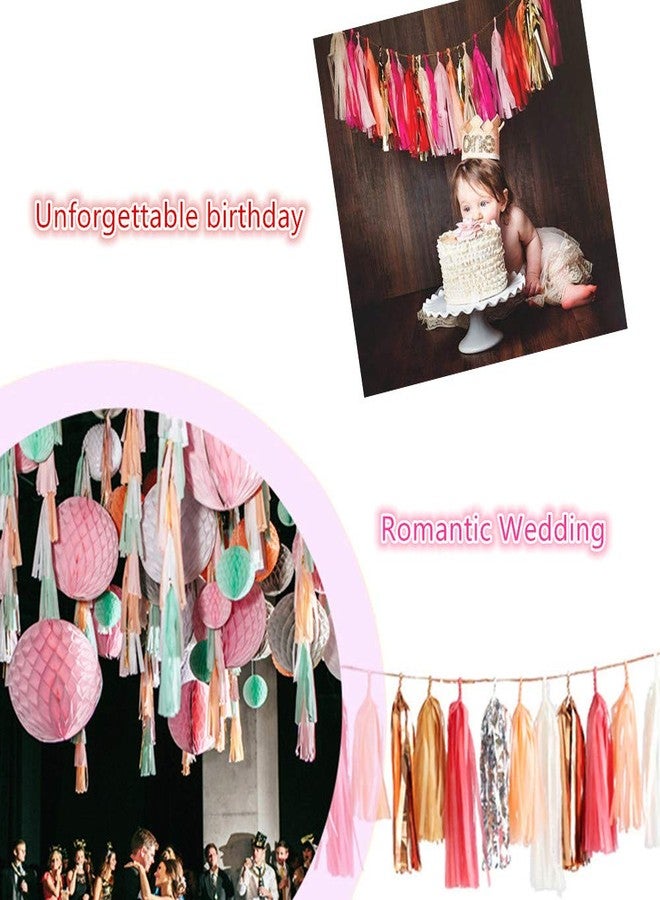 LEWOTE Tissue Paper Tassel Garland - 20pcs Tassels Per Package - 12 Inch Long Tassels(Gold/Pink/White) - Image 2