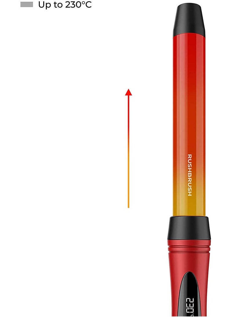 فرشاة تجعيد الشعر C1 من راش تيتانيوم ، 25 مم ، 14 حرارة ، حرارة سريعة ,  RB-C1-Red -Up to 230°C, Automatic ShutOff, 360° Swivel Cord -