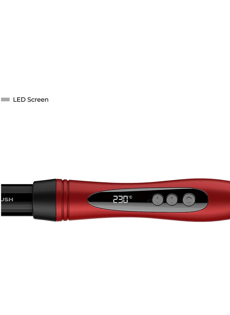 فرشاة تجعيد الشعر C1 من راش تيتانيوم ، 25 مم ، 14 حرارة ، حرارة سريعة ,  RB-C1-Red -Up to 230°C, Automatic ShutOff, 360° Swivel Cord -