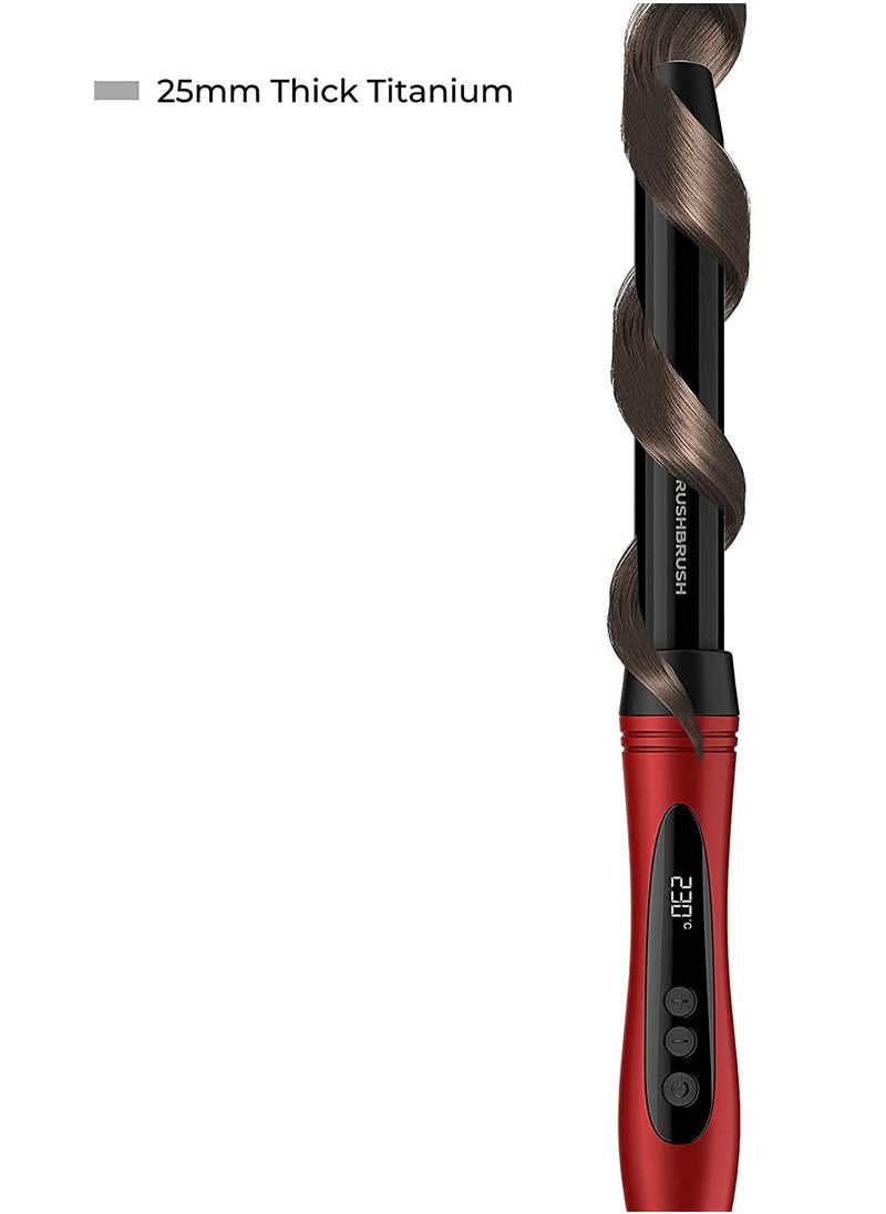 فرشاة تجعيد الشعر C1 من راش تيتانيوم ، 25 مم ، 14 حرارة ، حرارة سريعة ,  RB-C1-Red -Up to 230°C, Automatic ShutOff, 360° Swivel Cord -