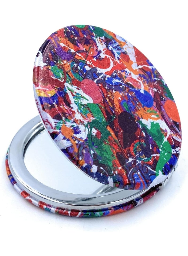 مرآة مكياج جيب مدمجة فاخرة ومحمولة للسفر والحقيبة والمحفظة والشنطة، وجه مزدوج بتكبير 1x/2x، مرآة تجميل قابلة للطي من جلد البولي يوريثان (PU) أنيقة للرجال والنساء، مثالية للاستخدام اليومي والعمل والسفر ورحلات الأعمال، مرآة زينة صغيرة يدوية عالية الجودة. - Image 3