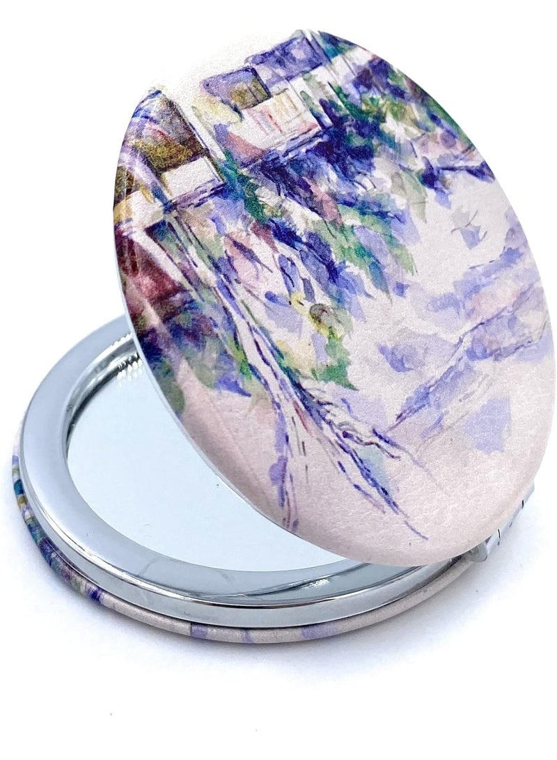 مرآة مكياج جيب مدمجة فاخرة ومحمولة للسفر والحقيبة والمحفظة والشنطة، وجه مزدوج بتكبير 1x/2x، مرآة تجميل قابلة للطي من جلد البولي يوريثان (PU) أنيقة للرجال والنساء، مثالية للاستخدام اليومي والعمل والسفر ورحلات الأعمال، مرآة زينة صغيرة يدوية عالية الجودة. - Image 2