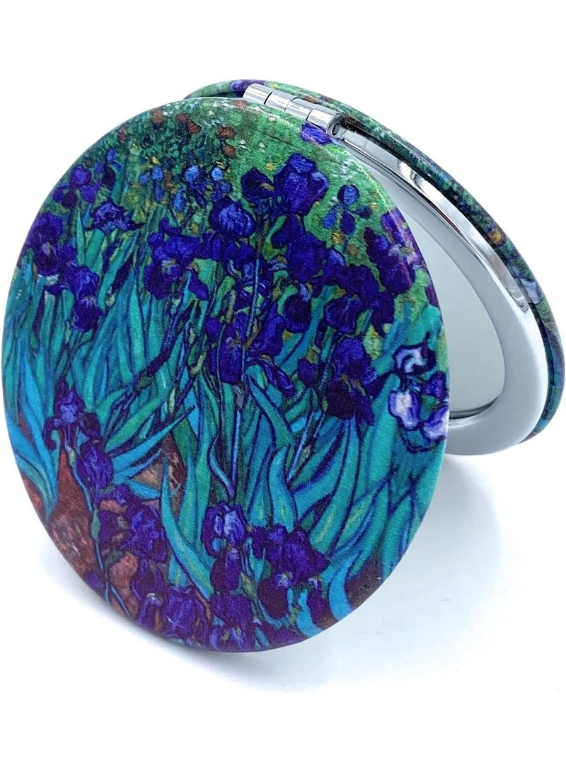 مرآة مكياج جيب مدمجة فاخرة ومحمولة للسفر والحقيبة والمحفظة والشنطة، وجه مزدوج بتكبير 1x/2x، مرآة تجميل قابلة للطي من جلد البولي يوريثان (PU) أنيقة للرجال والنساء، مثالية للاستخدام اليومي والعمل والسفر ورحلات الأعمال، مرآة زينة صغيرة يدوية عالية الجودة. - Image 4