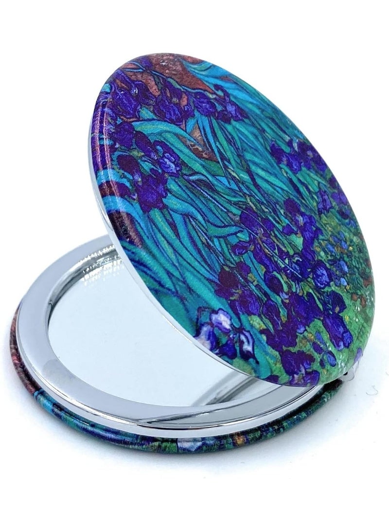 مرآة مكياج جيب مدمجة فاخرة ومحمولة للسفر والحقيبة والمحفظة والشنطة، وجه مزدوج بتكبير 1x/2x، مرآة تجميل قابلة للطي من جلد البولي يوريثان (PU) أنيقة للرجال والنساء، مثالية للاستخدام اليومي والعمل والسفر ورحلات الأعمال، مرآة زينة صغيرة يدوية عالية الجودة. - Image 5