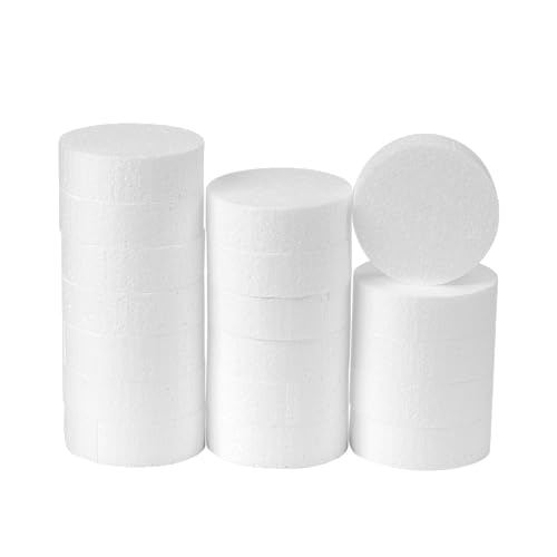 Crafare 3 Inch Foam Circles for Crafts 18 Pack 1 Inch Thick Round Polystyrene Discs for DIY Projects White - Image 1