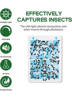 Muyixin Indoor Fly Trap for Home, Plug-in Flying Insect Traps Catcher with Dimmable UVA Attract Night Light Mode, 1 Device + 5 Glue Cards  - Image 2