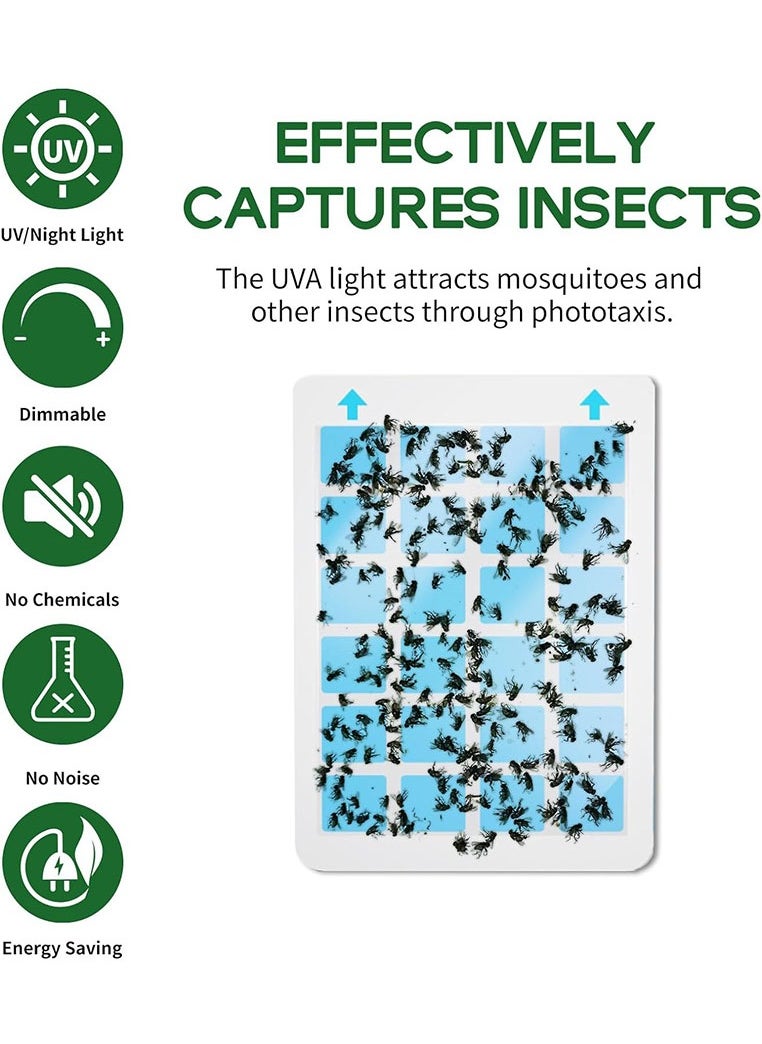 Muyixin - Indoor Fly Trap for Home, Plug-in Flying Insect Traps Catcher with Dimmable UVA Attract Night Light Mode, 1 Device + 5 Glue Cards - Image 1