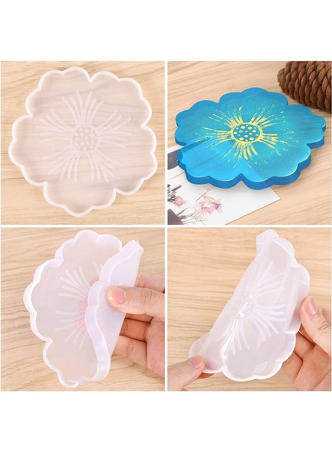 URBAN BOX Flower Coaster Molds, Silicone Coaster Molds for Epoxy Resin, Glossy Geode Aagate Silicone Coasters Molds, for Agate Resin Coasters, Candle Holder, Cup Mats (Pack of 4) - Image 3