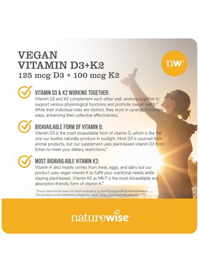 NatureWise Vitamin D3 + K2 with Plant Based D 5000IU & 100mcg K as MK-7 - Max Absorption Immune Support - Vegan, Non-GMO - with Extra Virgin Olive Oil - 60 Softgels[2-Month Supply] - pzsku/Z59E30FFF166A89997F31Z/45/_/1740202578/197f753d-0086-48a5-8e39-12a5b8e3d5ec