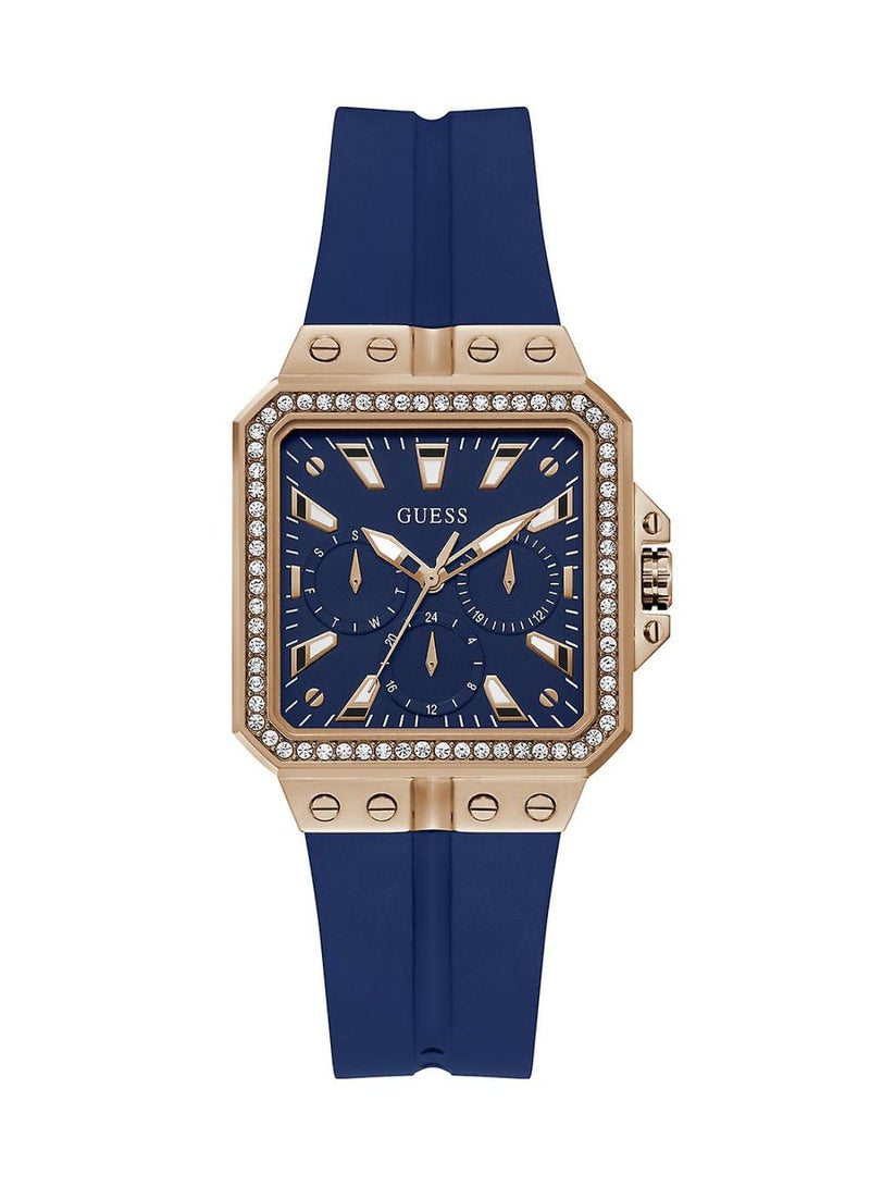 GUESS ساعة GUESS النسائية متعددة الوظائف باللون الأزرق والذهبي الوردي - GW0618L2 - Image 1
