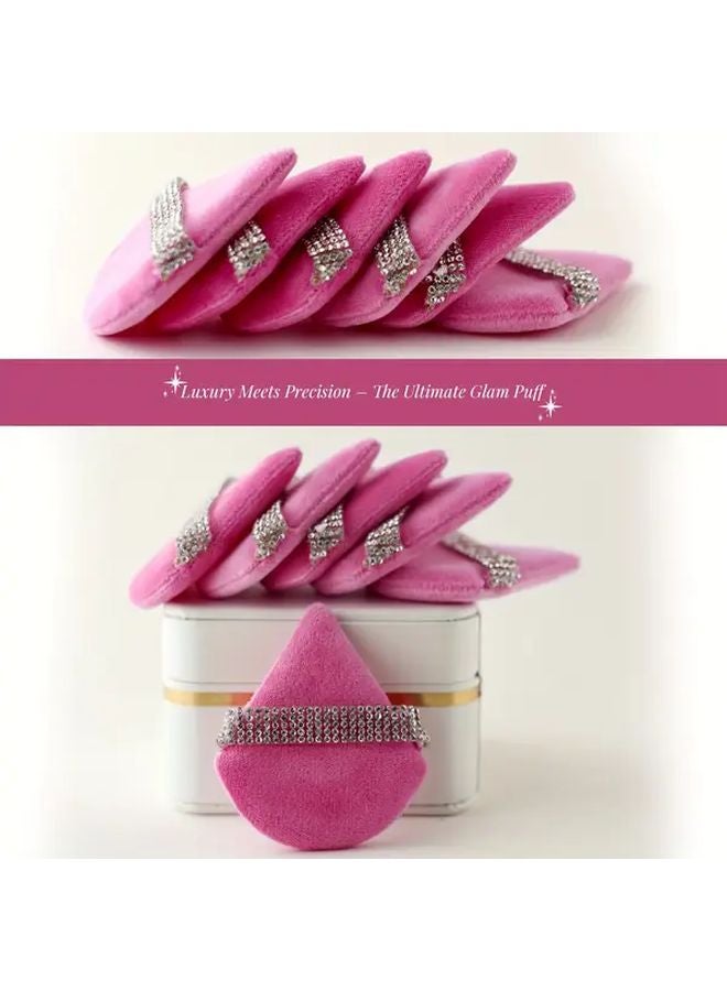 Rose Red 3pcs Diamond Studded Triangle Powder Puff Ultra Soft For Sensitive Skin - Image 4