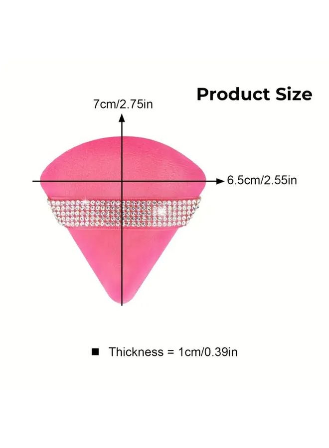 Rose Red 3pcs Diamond Studded Triangle Powder Puff Ultra Soft For Sensitive Skin - Image 5