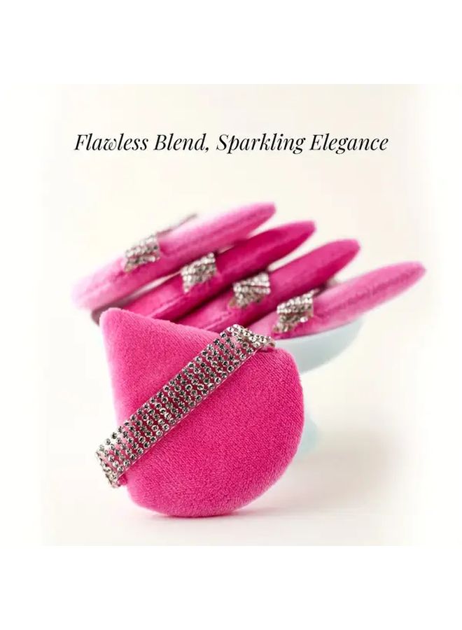 Rose Red 3pcs Diamond Studded Triangle Powder Puff Ultra Soft For Sensitive Skin - Image 2