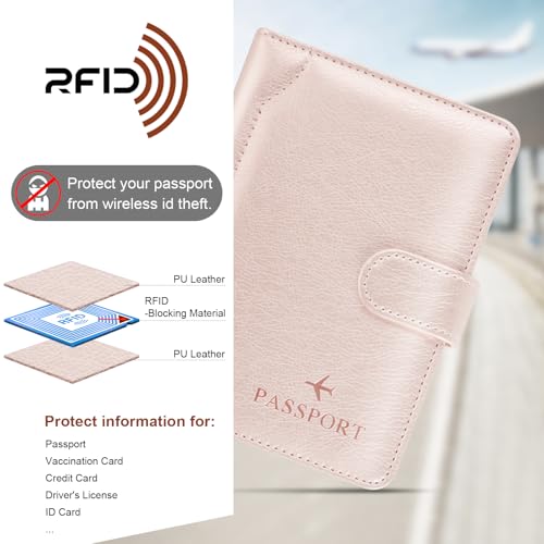 Herain Passport Holder for Travel Cruise Essentials, Passport Cover Wallet Case Women Men, RFID Passports Book Holders Travels Gifts Must Haves Accessories - Image 5