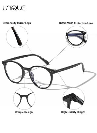 Glasses - Blue Light Blocking Glasses - Non-Myopic Glasses - Women's Men's Computer Reading/Gaming/TV/Mobile Phone Glasses - Anti-Eye Fatigue - Ultralight PC Fashion Glasses - With Glasses Case (Black) - view 3