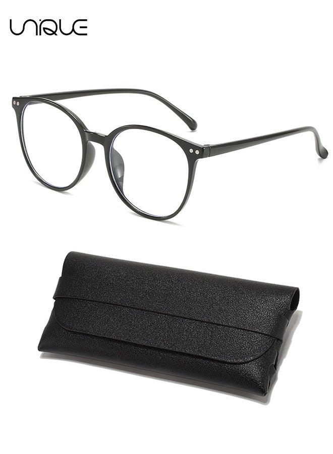 Unique Glasses - Blue Light Blocking Glasses - Non-Myopic Glasses - Women's Men's Computer Reading/Gaming/TV/Mobile Phone Glasses - Anti-Eye Fatigue - Ultralight PC Fashion Glasses - With Glasses Case (Black) - Image 1
