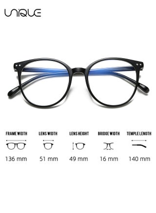Glasses - Blue Light Blocking Glasses - Non-Myopic Glasses - Women's Men's Computer Reading/Gaming/TV/Mobile Phone Glasses - Anti-Eye Fatigue - Ultralight PC Fashion Glasses - With Glasses Case (Black) - view 2