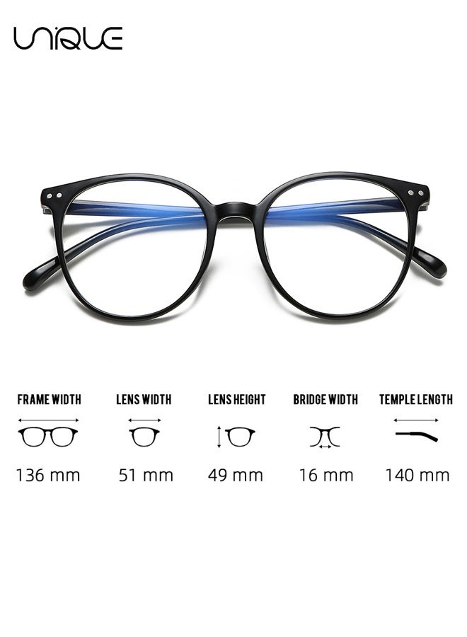 Unique Glasses - Blue Light Blocking Glasses - Non-Myopic Glasses - Women's Men's Computer Reading/Gaming/TV/Mobile Phone Glasses - Anti-Eye Fatigue - Ultralight PC Fashion Glasses - With Glasses Case (Black) - Image 2