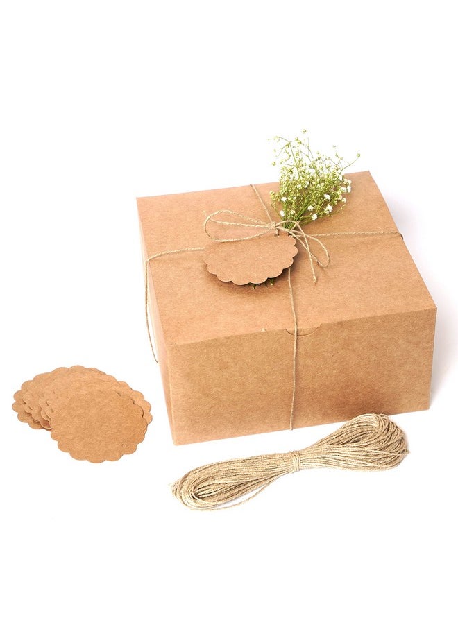 Mudrit Kraft Gift Boxes 10 Pack 8X8X4 Inches Thick Kraft Paper Boxes With Lids Tags & Jute Rope For Gifts Wedding Favours Bridesmaid Proposals Cupcakes Crafting  - Image 1