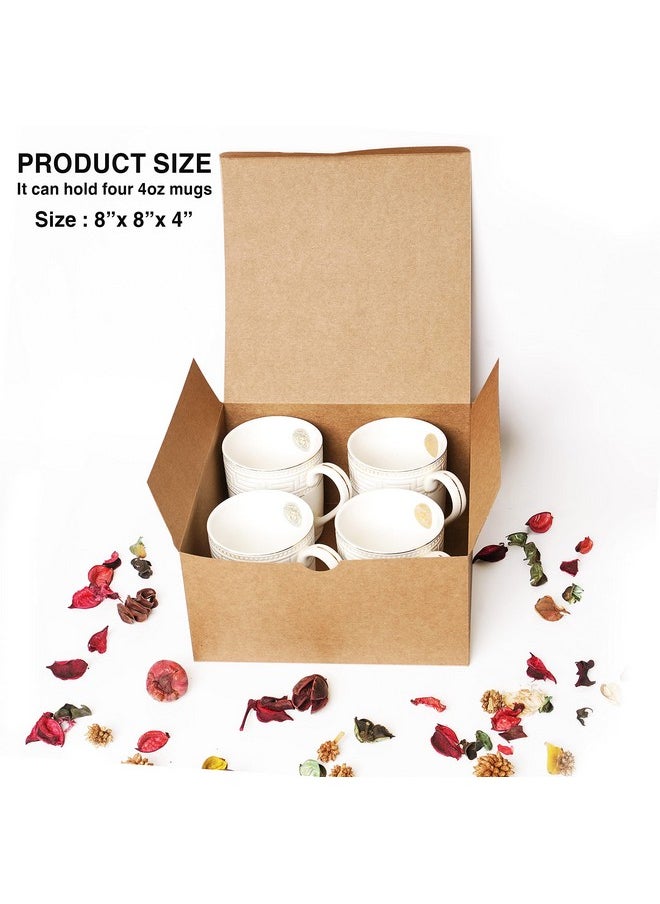 Mudrit Kraft Gift Boxes 10 Pack 8X8X4 Inches Thick Kraft Paper Boxes With Lids Tags & Jute Rope For Gifts Wedding Favours Bridesmaid Proposals Cupcakes Crafting  - Image 4