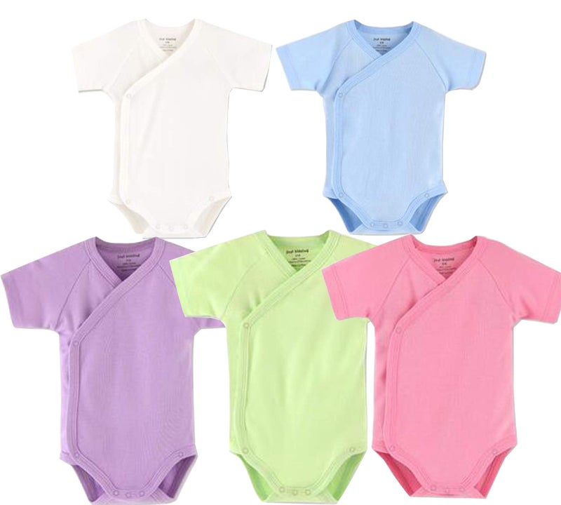 Baby Boys Girls Short Sleeves Kimono Clothes Cotton SideSnap Bodysuit Pack of Baby Layette Set 69 Months