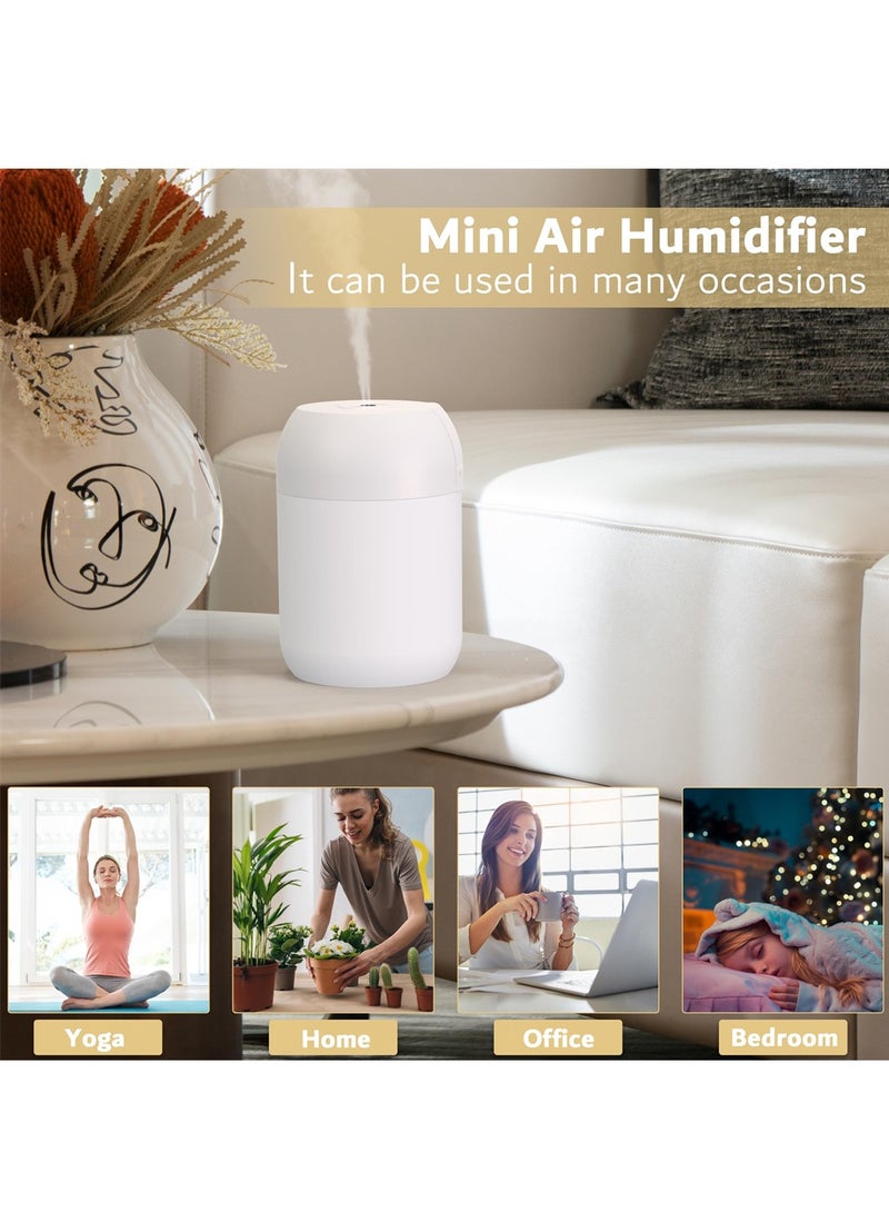 Excefore Portable Mini Humidifier with Night Light, 260ml Small Cool Mist Humidifier, USB Personal Desktop Humidifier for Baby Bedroom Car Office Home, Auto Shut-Off, 2 Mist Modes, Super Quiet (White) - Image 5