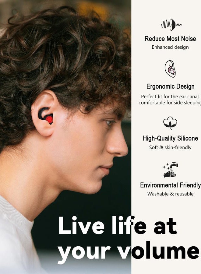 SUPCEAT Ear Plugs for Sleeping Noise Cancelling Silicone Earplugs Sound Blocking Sleeping, 2pair Ear Plugs for Sleeping Reusable Noise Reduction Earplugs for Sleep,Snoring,Work,Concerts,Studying,Travel(Black) - Image 3