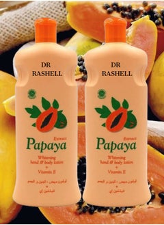 RASHELL 2 Pieces Extract Papaya Whitening Hand And Body Lotion 600ML  - Image 1