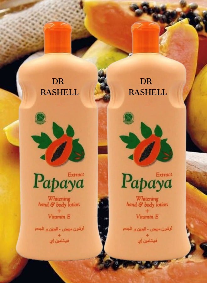 RASHELL 2 Pieces Extract Papaya Whitening Hand And Body Lotion 600ML - Image 1