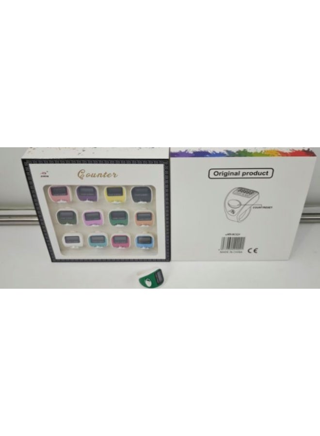 12-Piece Digital Finger Ring Tally Counter Multicolour