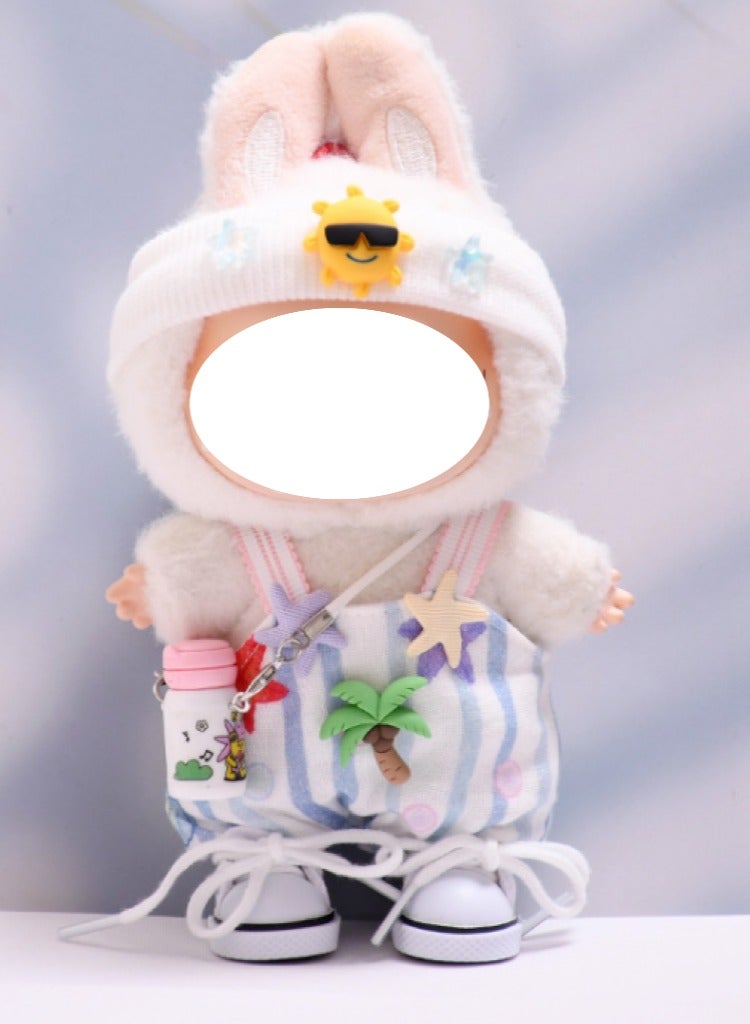 Labubu Doll Clothes, Labubu Clothes, vacation theme, coconut tree, for 6.7 Inch Doll, High Quality Labubu Clothes with hairband, water bottle and shoes , Elegant Clothes for Labubu Dolls  - Image 2
