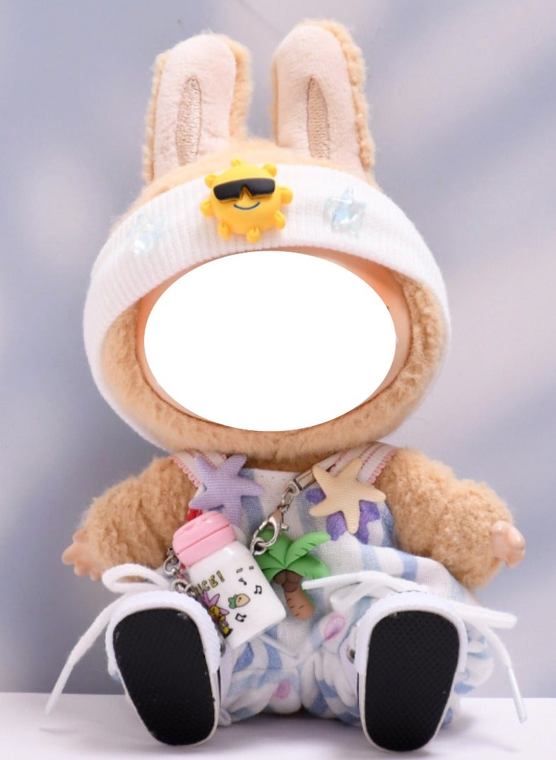 Labubu Doll Clothes, Labubu Clothes, vacation theme, coconut tree, for 6.7 Inch Doll, High Quality Labubu Clothes with hairband, water bottle and shoes , Elegant Clothes for Labubu Dolls  - Image 3