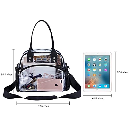 USPECLARE Clear Multi-purpose Tote Bag, Transparent Lunch Bag with Removable Bottom Board, Adjustable Shoulder Strap, Stadium Approved, 12 * 9.8 * 6 Inches, 4.97L, Clear PVC, Hand Wash - Image 3