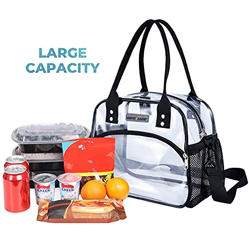 USPECLARE Clear Multi-purpose Tote Bag, Transparent Lunch Bag with Removable Bottom Board, Adjustable Shoulder Strap, Stadium Approved, 12 * 9.8 * 6 Inches, 4.97L, Clear PVC, Hand Wash - Image 2