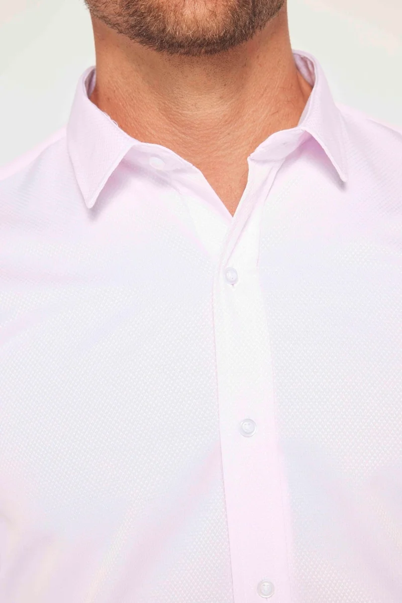 تودورس Modern Slim Fit Long Sleeve Cotton Easy Iron Dobby Pink Men's Shirt