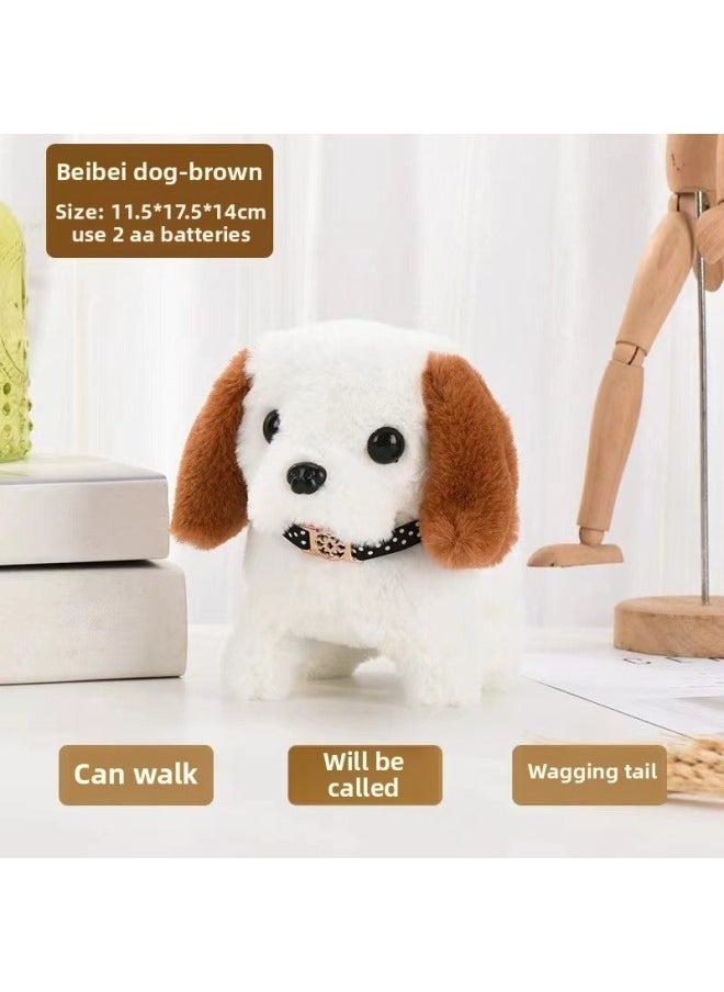 Children's Toy Dogs Can Walk And Call Babies Simulation Electric Plush Dogs Adorable Boys And Girls Li Xue-Color:Beibei Dog Rice Dumplings-Specifications:Bring Your Own Battery [no Gifts]  - Image 1