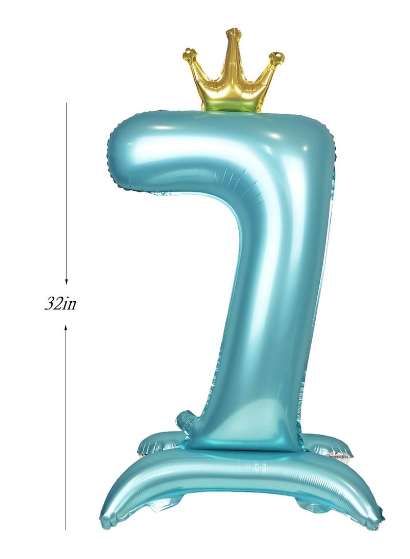 Home zone 32 Inch Crown Blue Digit Helium Foil Birthday Party Balloons Number 7 - Image 2
