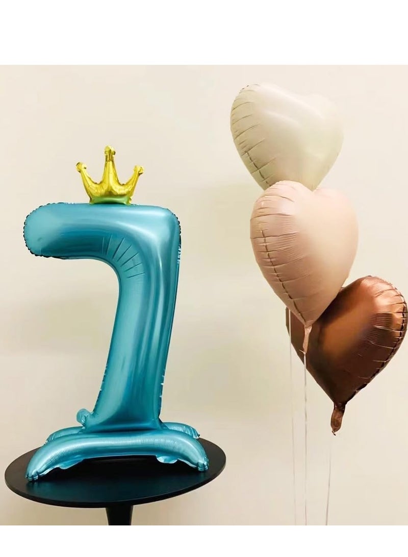 Home zone 32 Inch Crown Blue Digit Helium Foil Birthday Party Balloons Number 7 - Image 4