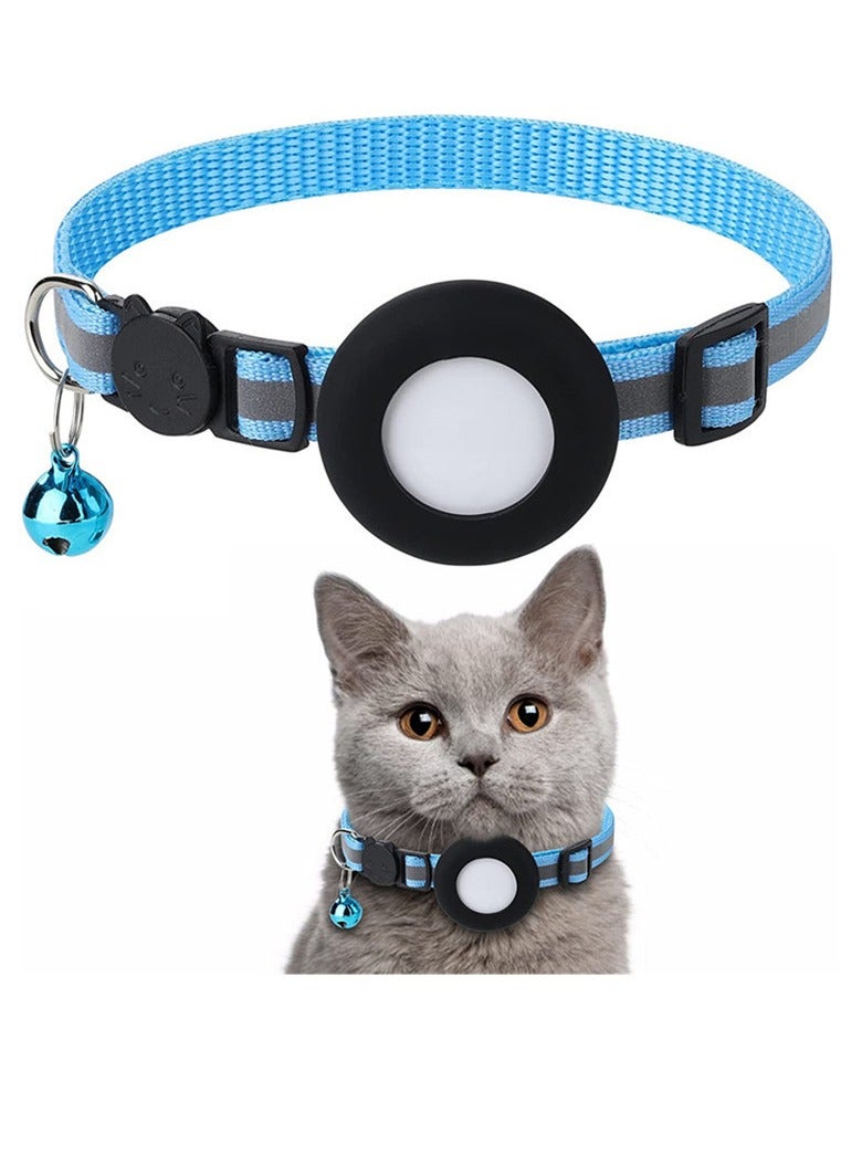 Generic Cat Collar for Airtag Reflective Cat Collar with Bell and Safety Buckle, with Waterproof Holder Compatible with Adjustable 22-35cm  - Image 1