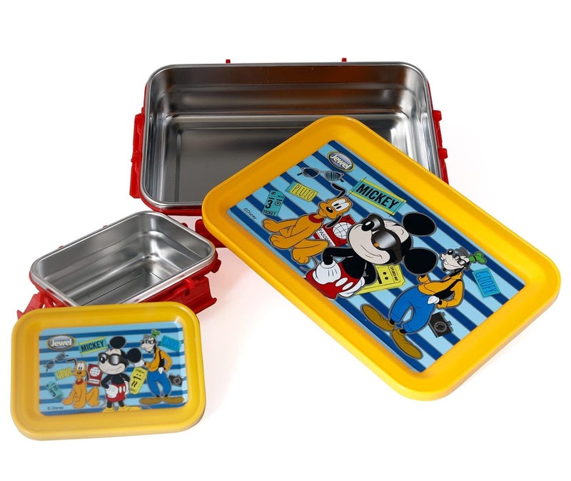 Jewel Jewel Original Licensed Disney Marvel Steel Lunch Box and Water Bottle for Kids | School Bottle | Merit & Clipup Cartoon Bottle (Mickie Mouse)  - Image 4