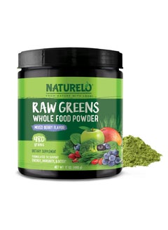 NATURELO Raw Greens Whole Food Powder - Mixed Berry Flavor - Supports Energy, Immunity, & Detox, Dietary Supplement - NET WT 17 Oz( 480 g )  - Image 1