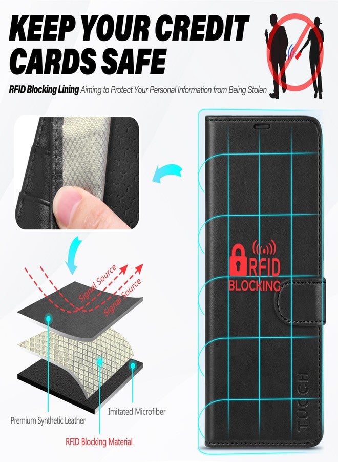TUCCH Case for Galaxy S25 (6.2") 5G 2025, Magnetic PU Leather Wallet Stand Case with[Shockproof TPU][RFID Blocking][Card Holders]Viewing Stand, Protective Folio Cover Compatible with Galaxy S25, Black - Image 4