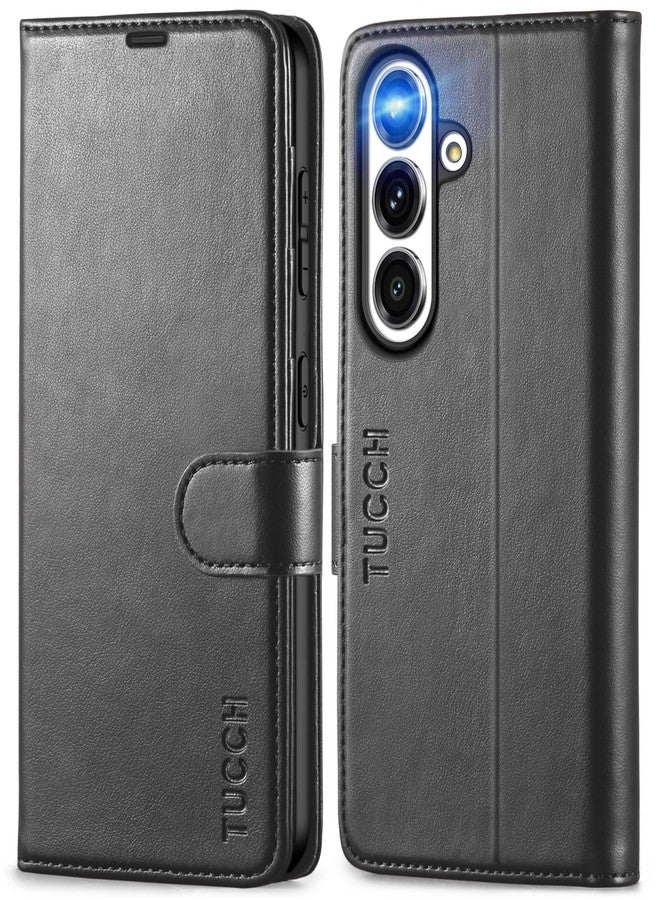 TUCCH Case for Galaxy S25 (6.2") 5G 2025, Magnetic PU Leather Wallet Stand Case with[Shockproof TPU][RFID Blocking][Card Holders]Viewing Stand, Protective Folio Cover Compatible with Galaxy S25, Black - Image 1