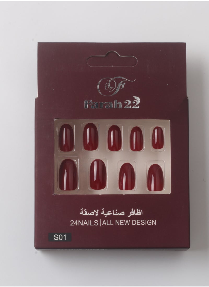 فرح 22 أظافر صناعية لاصقة غير لامعة من 24 قطعة  - Image 1