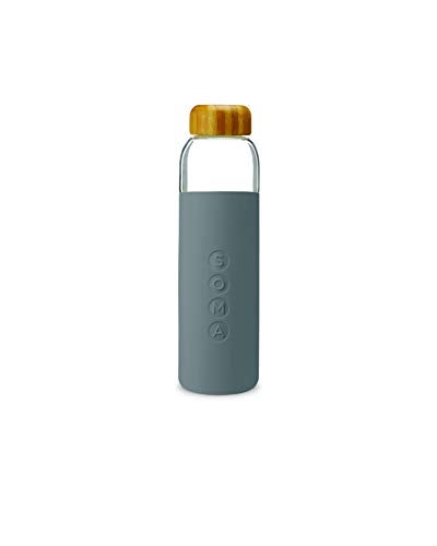 Soma Glass Water Bottle with Silicone Sleeve BPAFree Gray 17oz - Image 1